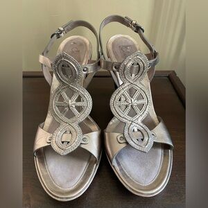 Cole Haan Metallic Gold Block Heeled Sandals